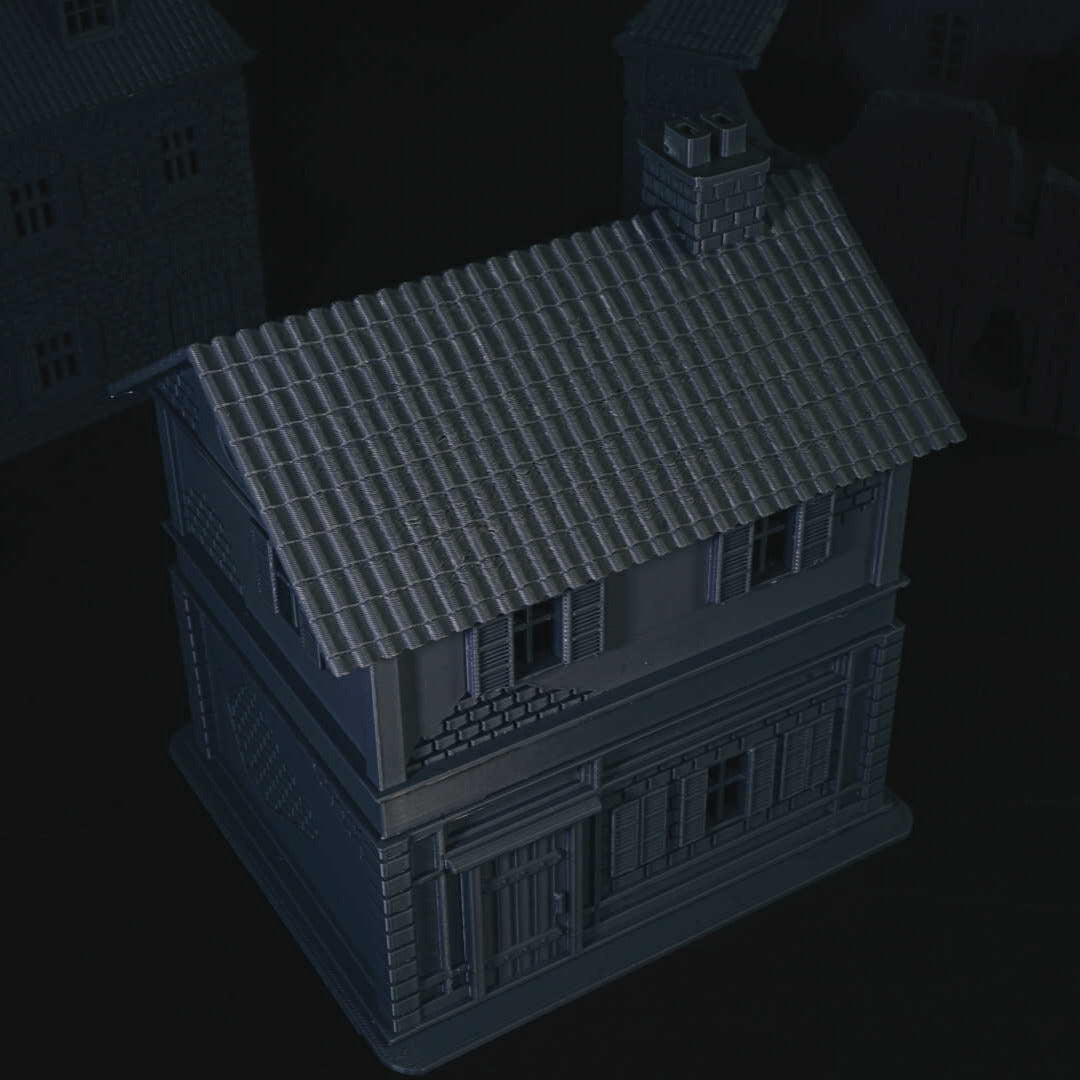 3D model of a house on a black background