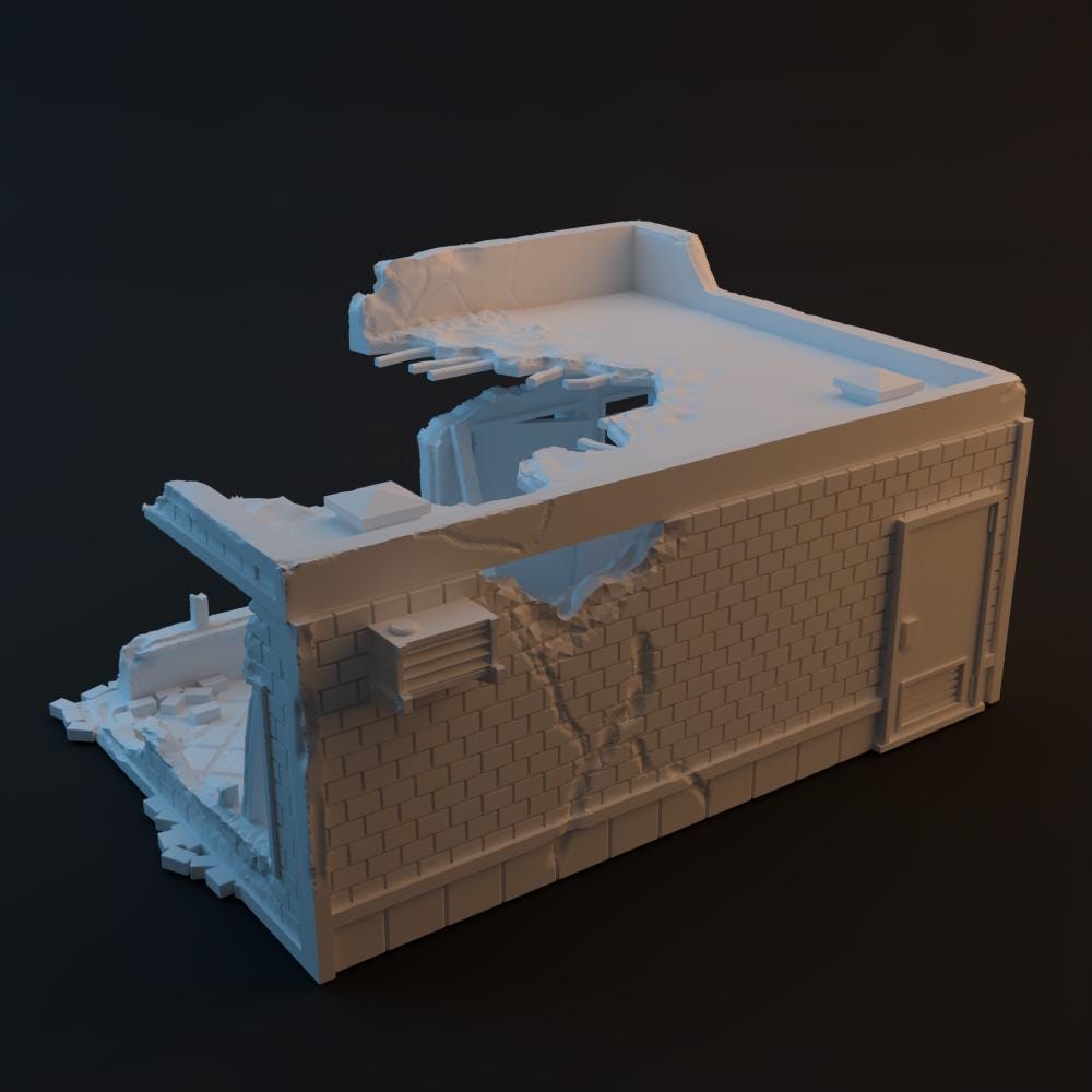 Ruined Urban Donut Shop - 3D Printed Wargaming Terrain, Corvus Games Terrain, MCP, Infinity