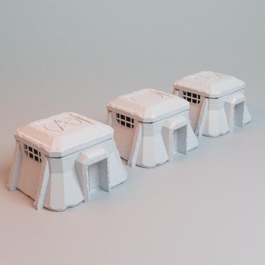 28mm Bunker Emplacement - 3 Bunkers - 3D Printed WARGAMING Terrain - Trench Crusade, Warhammer, 40k, RPG, SCIFI, Corvus Games Terrain