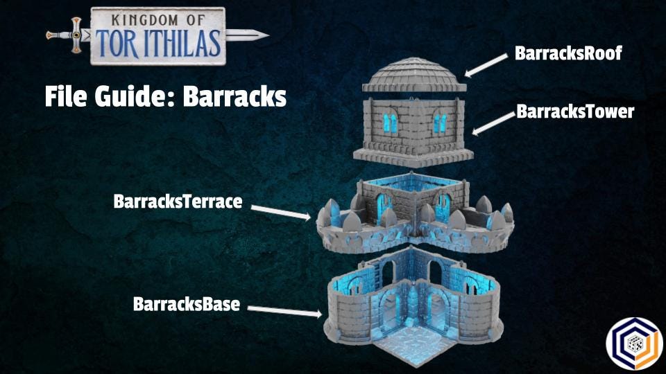 28mm 3D Printed Barracks: Wargaming Terrain - Kingdom of Tor Ithilas (Conquest Creations)