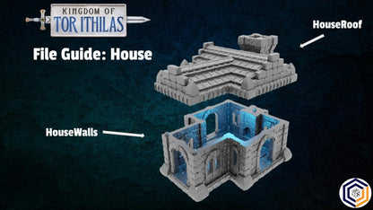 28mm 3D Printed House Terrain: Kingdom of Tor Ithilas - Wargaming Scenery (Conquest Creations)