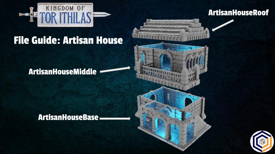 28mm Artisan House - Kingdom of Tor Ithilas - 3D Printed Wargaming Terrain (Conquest Creations)