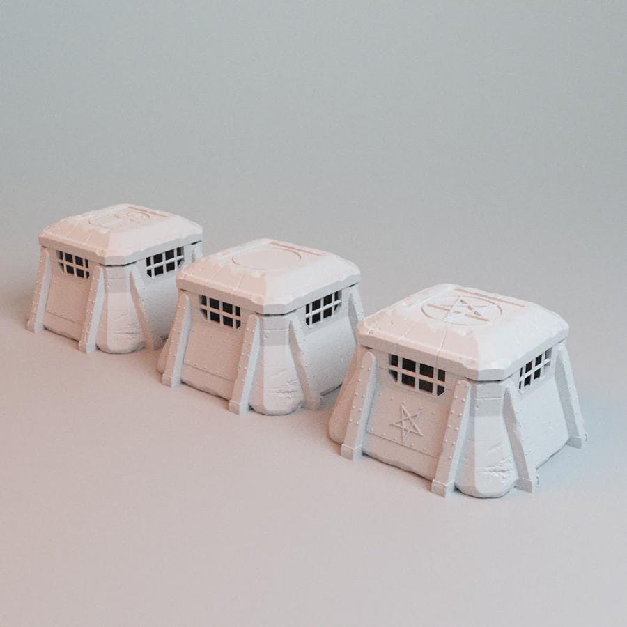 28mm Bunker Emplacement - 3 Bunkers - 3D Printed WARGAMING Terrain - Trench Crusade, Warhammer, 40k, RPG, SCIFI, Corvus Games Terrain