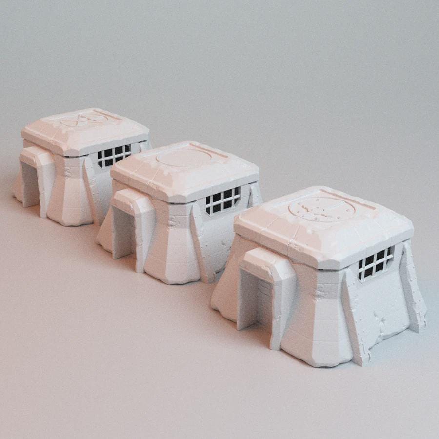 28mm Bunker Emplacement - 3 Bunkers - 3D Printed WARGAMING Terrain - Trench Crusade, Warhammer, 40k, RPG, SCIFI, Corvus Games Terrain