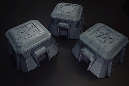 28mm Bunker Emplacement - 3 Bunkers - 3D Printed WARGAMING Terrain - Trench Crusade, Warhammer, 40k, RPG, SCIFI, Corvus Games Terrain