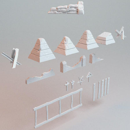 28mm Trench Wars Scatter BUNDLE - 3D Printed WARGAMING Terrain - Trench Crusade, Warhammer, 40k, rpg, SCIFI, Corvus Games Terrain