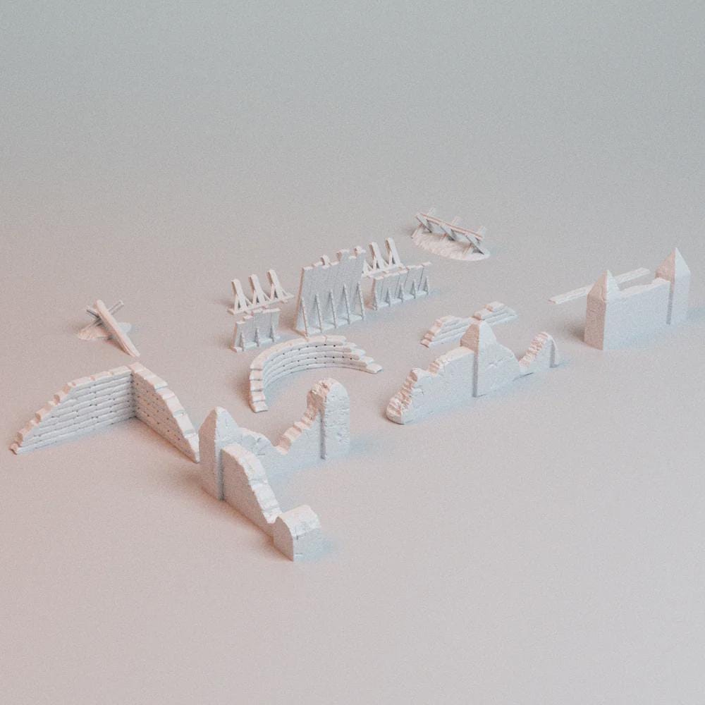 28mm Trench Wars Barrier set - 3D Printed WARGAMING Terrain - Trench Crusade, Warhammer, 40k, RPG, SCIFI, Corvus Games Terrain