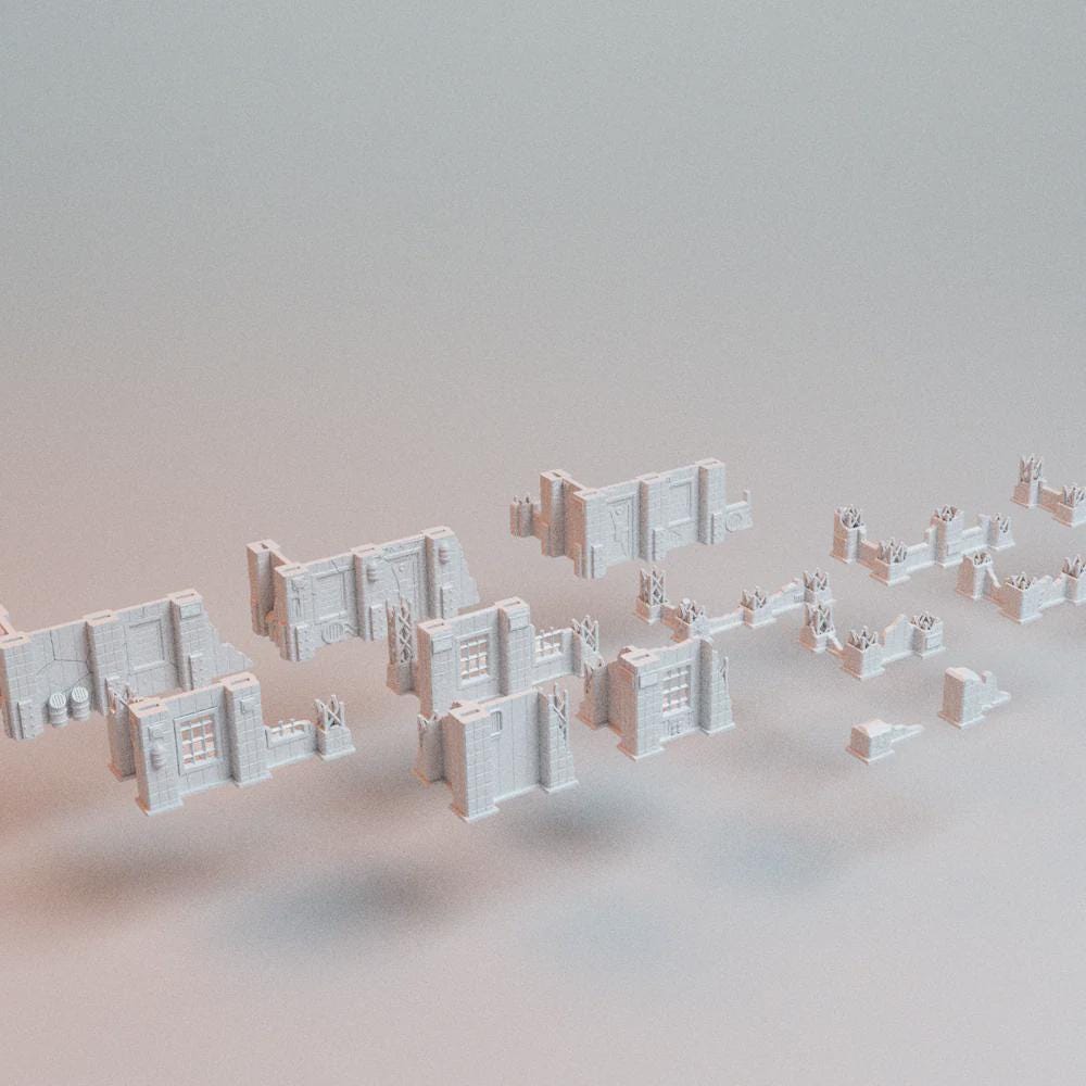 28mm 3D Printed Grimdark Sci-Fi Wargaming Terrain: Omni Persistent Ruins Bundle, Corvus Games Terrain