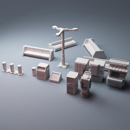 Cyberpunk Street Scatter - 3D Printed Wargaming Terrain, Corvus Games Terrain, MCP, Infinity