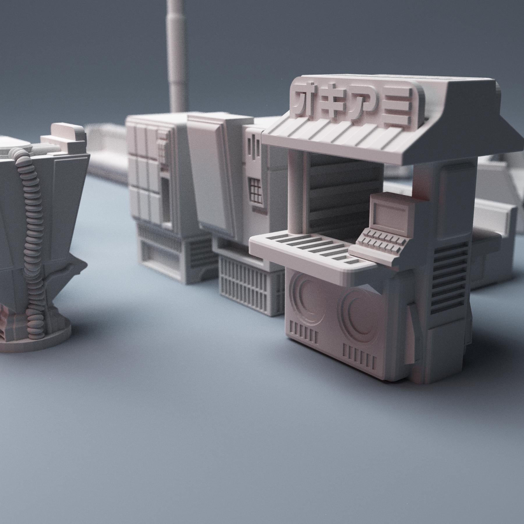 Cyberpunk Street Scatter - 3D Printed Wargaming Terrain, Corvus Games Terrain, MCP, Infinity