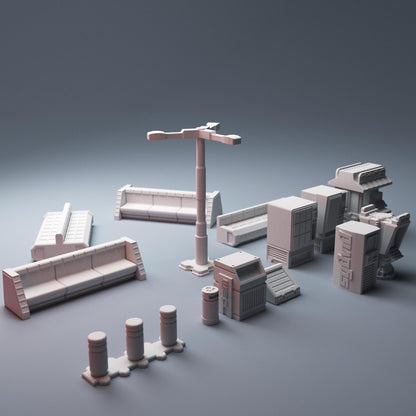 Cyberpunk Street Scatter - 3D Printed Wargaming Terrain, Corvus Games Terrain, MCP, Infinity