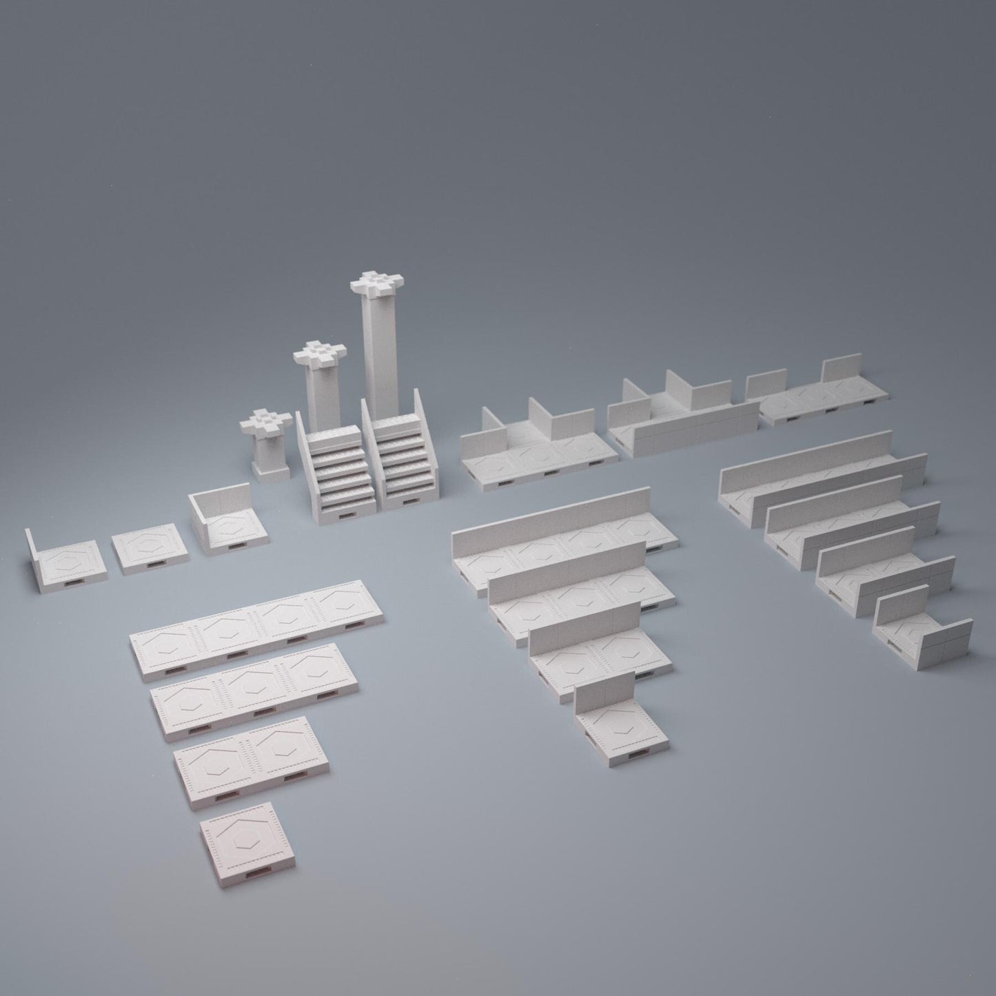 Cyberpunk Modular Stair and Walkways - 3D Printed Wargaming Terrain, Corvus Games Terrain, MCP, Infinity