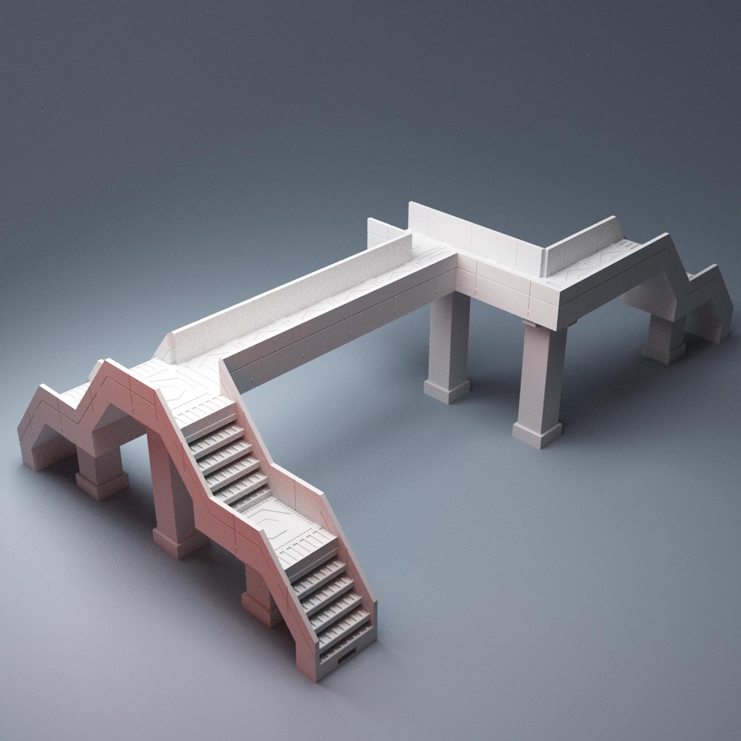 Cyberpunk Modular Stair and Walkways - 3D Printed Wargaming Terrain, Corvus Games Terrain, MCP, Infinity