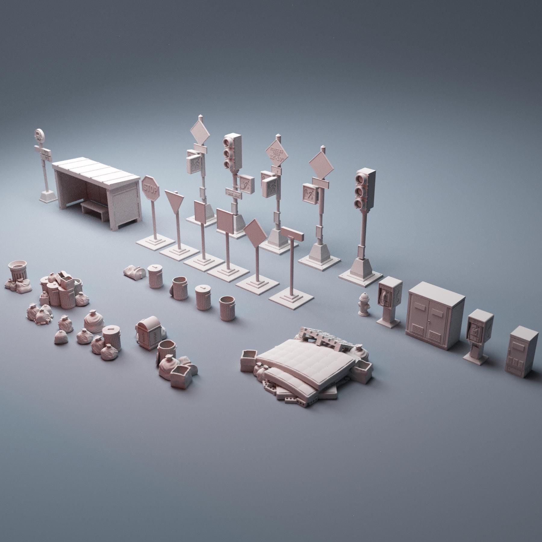 Urban Scatter Set 2 - 3D Printed Wargaming Terrain, Corvus Games Terrain, MCP, Infinity