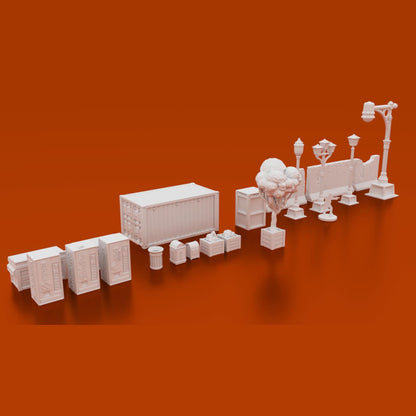 Urban Scatter Set 1 - 3D Printed Wargaming Terrain, Corvus Games Terrain, MCP, Infinity