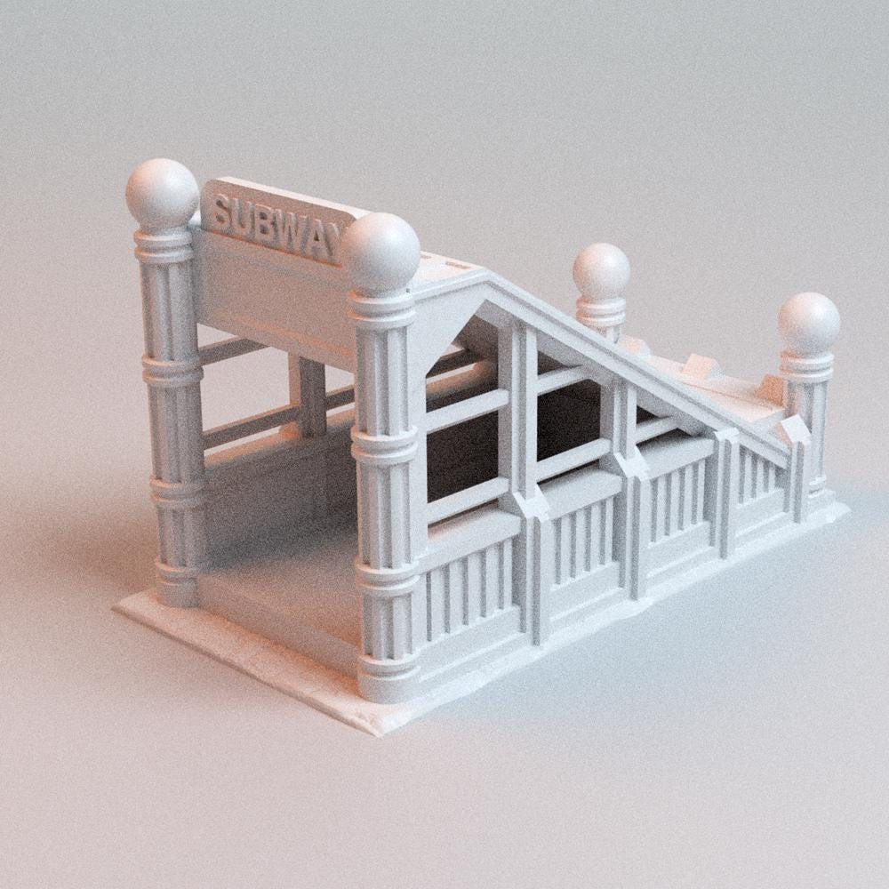 Urban Subway Entrance SET - 3D Printed Wargaming Terrain, Corvus Games Terrain, MCP, Infinity