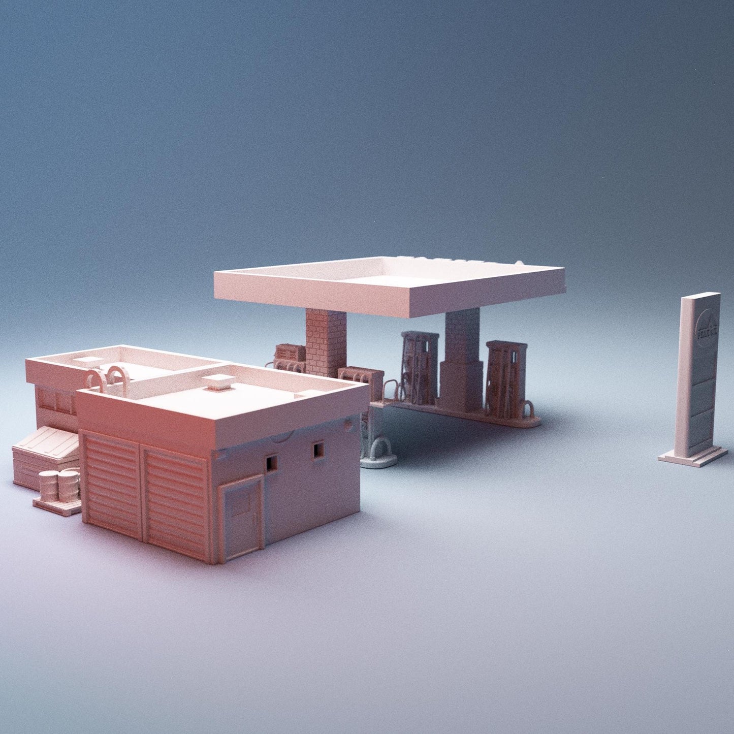 Urban Gas/Petrol Station - 3D Printed Wargaming Terrain, Corvus Games Terrain, MCP, Infinity