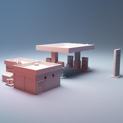 Urban Gas/Petrol Station - 3D Printed Wargaming Terrain, Corvus Games Terrain, MCP, Infinity