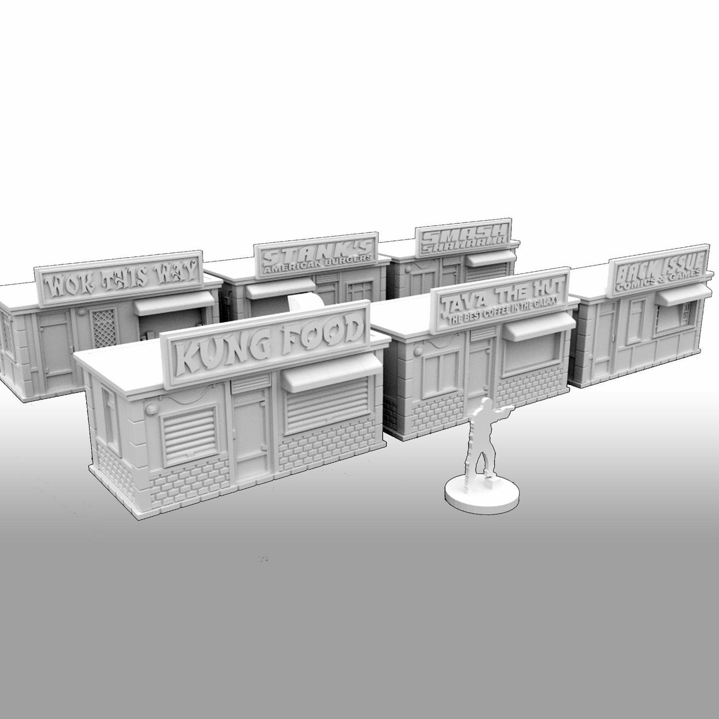 Urban Street Vendors - 3D Printed Wargaming Terrain, Corvus Games Terrain, MCP, Infinity