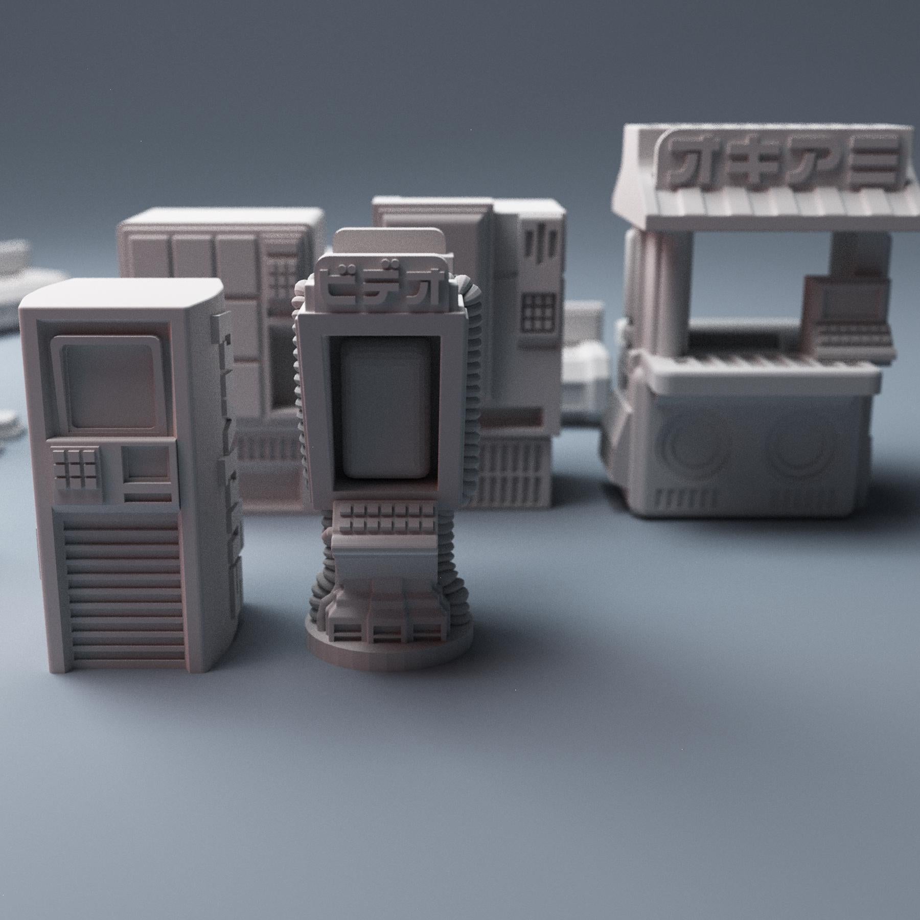 Cyberpunk Street Scatter - 3D Printed Wargaming Terrain, Corvus Games Terrain, MCP, Infinity
