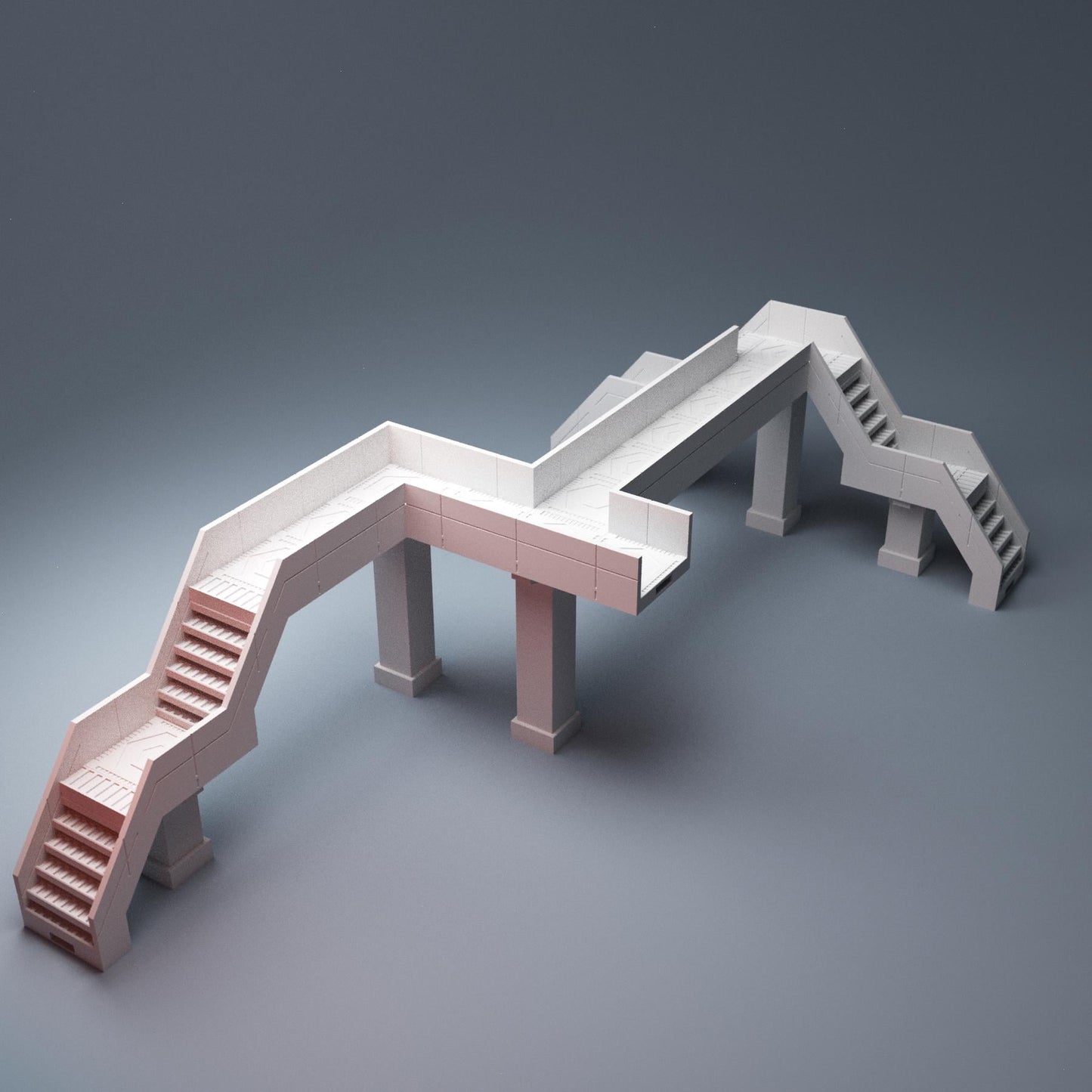 Cyberpunk Modular Stair and Walkways - 3D Printed Wargaming Terrain, Corvus Games Terrain, MCP, Infinity