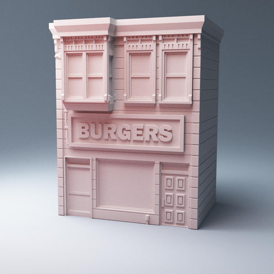 Urban Burger Restaurant - 3D Printed Wargaming Terrain, Corvus Games Terrain, MCP, Infinity