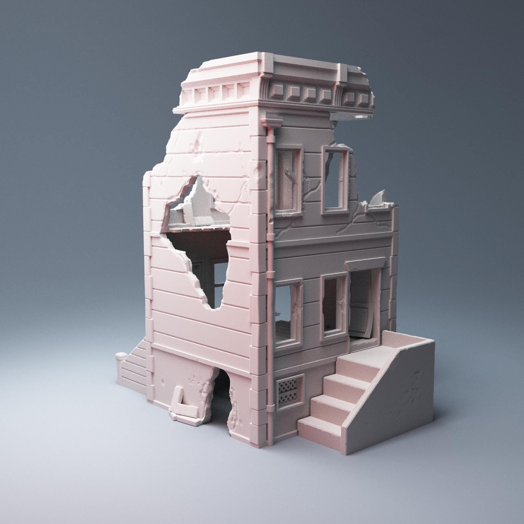 Ruined Urban Three Floor House - 3D Printed Wargaming Terrain, Corvus Games Terrain, MCP, Infinity