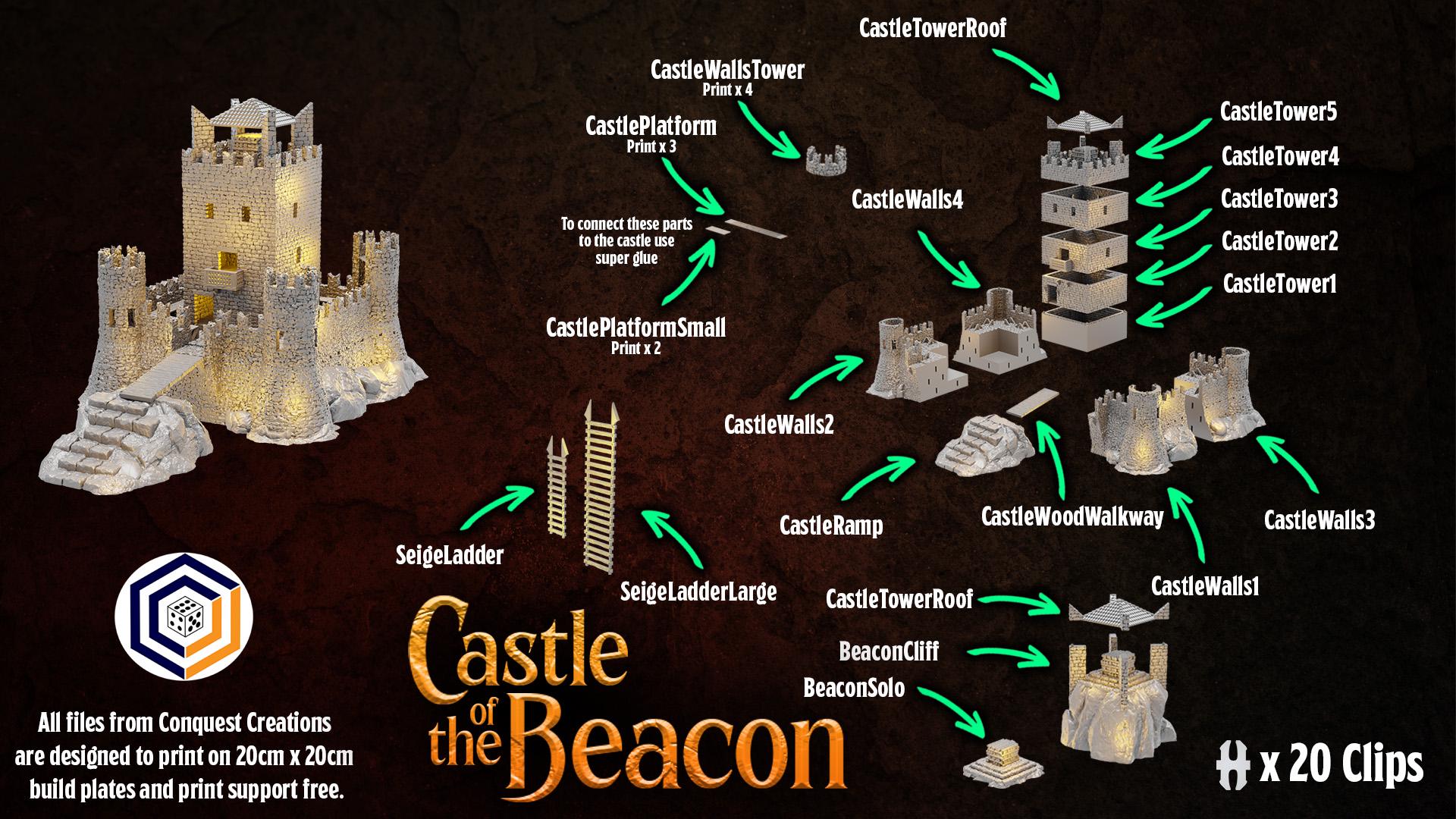 Castle of the Beacon Full Set - 3D Printed Wargaming Terrain (Conquest Creations)