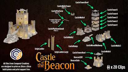 Castle of the Beacon Full Set - 3D Printed Wargaming Terrain (Conquest Creations)