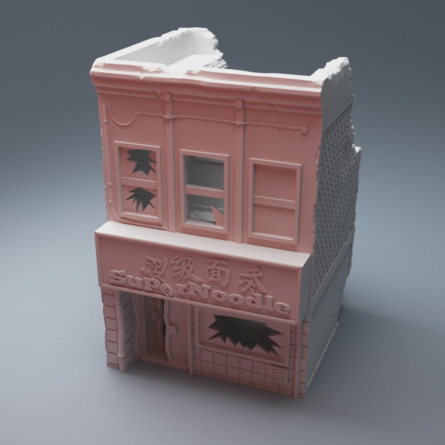 Urban Ruined Noodle Shop - Wargaming terrain (Corvus Games Terrain)
