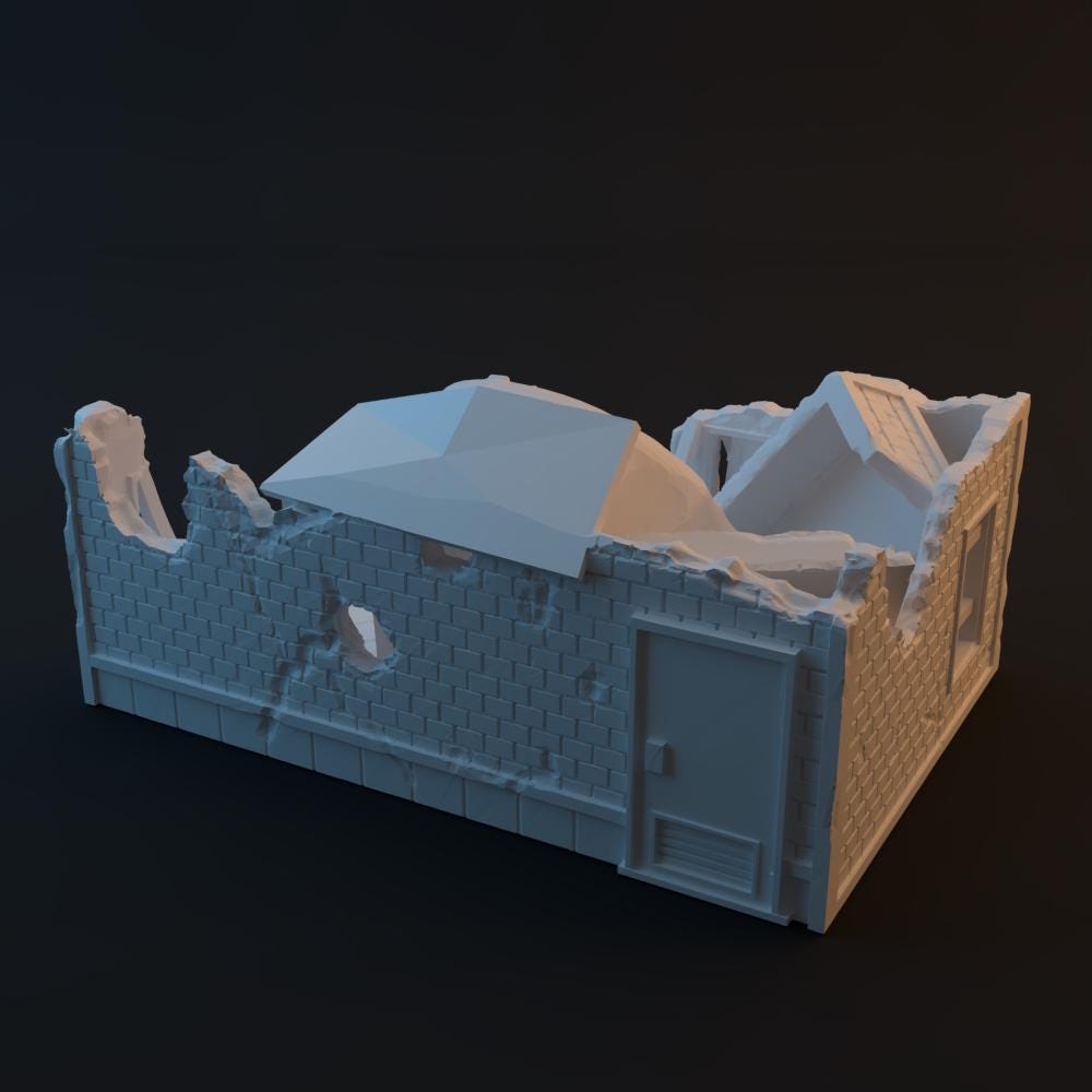 Ruined Urban Donut Shop - 3D Printed Wargaming Terrain, Corvus Games Terrain, MCP, Infinity